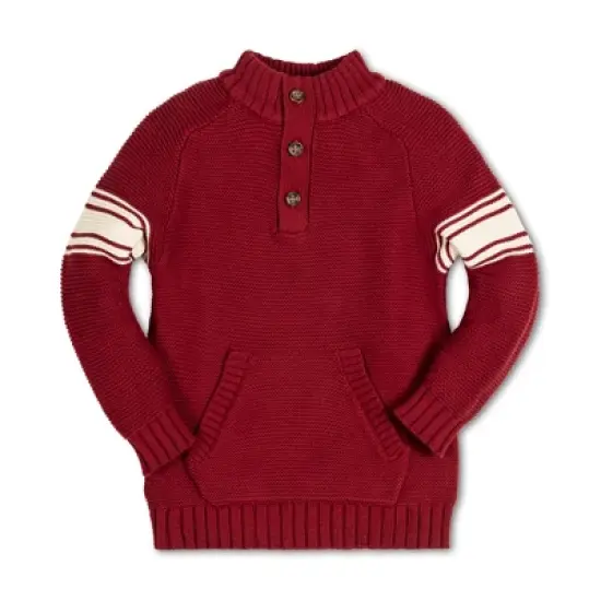 Hope & Henry Boys' Long Sleeve Mock Neck Raglan Sweater with Kanga Pocket, Infant image {5}