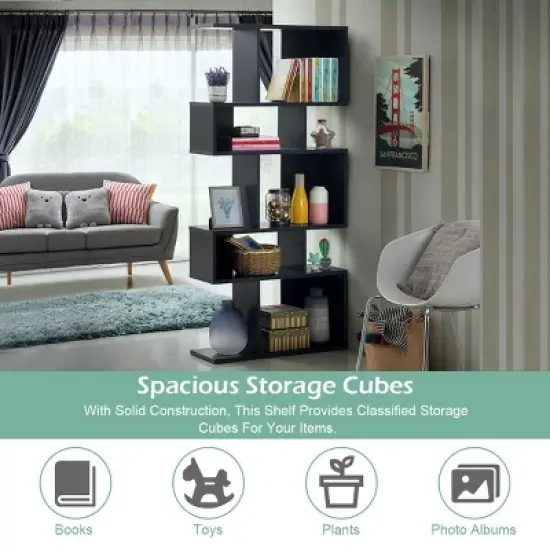Costway 5 Cubes Ladder Shelf Freestanding Corner Bookshelf Display Rack Bookcase image {6}