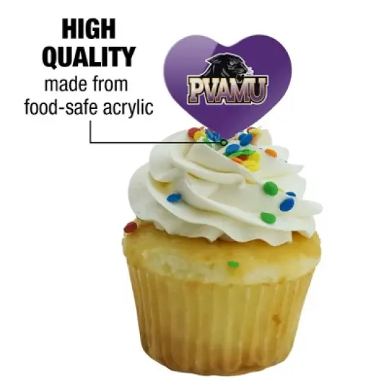 Prairie View A&M Primary Logo Heart Love Cupcake Picks Toppers Decoration Set of 6 image {2}