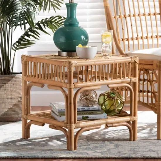 Rose Rattan End Table Natural/Brown - bali & pari image {1}