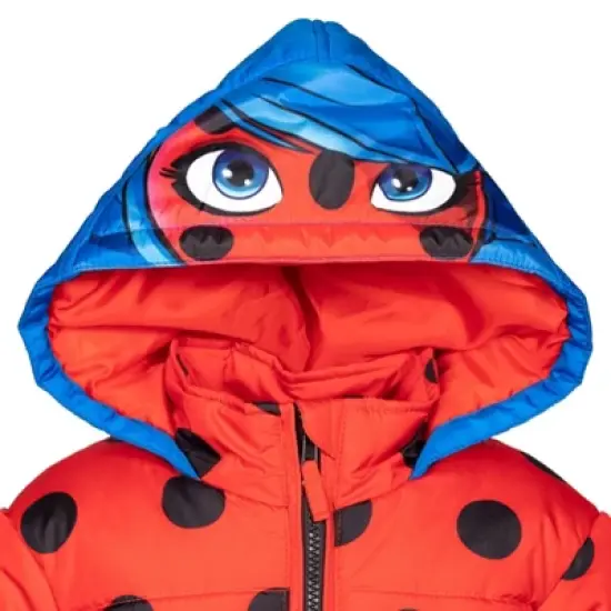 Miraculous Ladybug Girls Zip Up Winter Coat Puffer Jacket Little Kid to Big Kid image {4}