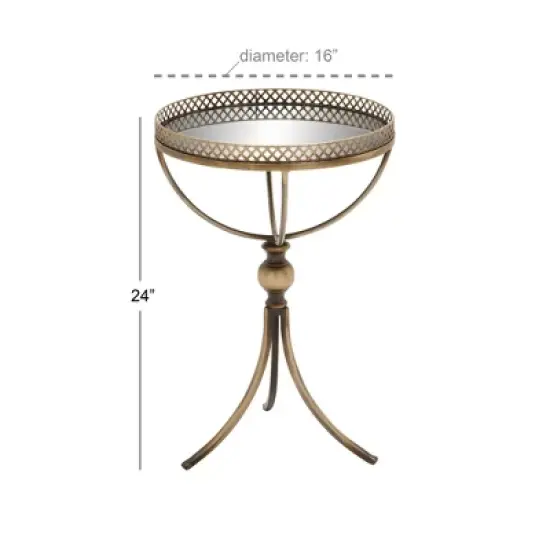 Metal and Glass Round Pedestal Table Gold - Olivia & May image {5}