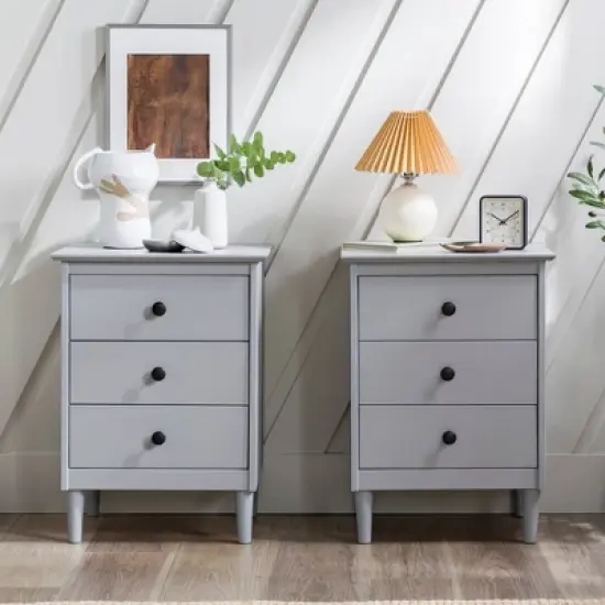 Stiva Classic Mid-Century Modern 3 Drawer Nightstand - Saracina Home image {3}