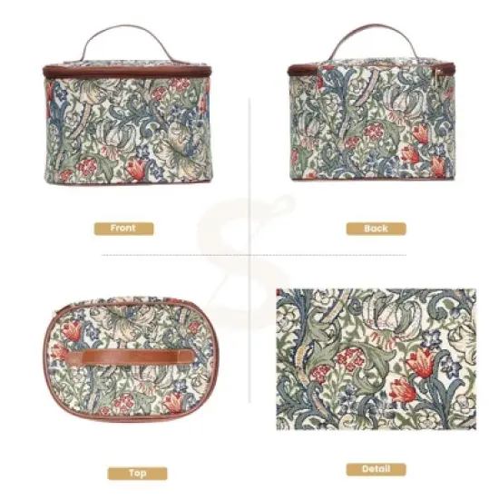 Signare USA William Morris Golden Lily Green Toiletry Bag image {1}