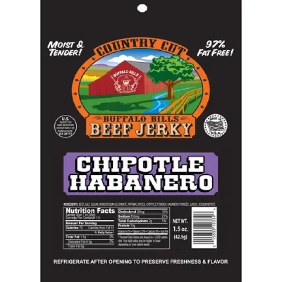 Buffalo Bills 1.5oz Chipotle Habanero Country Cut Beef Jerky - Ten 1.5oz Packs image {1}
