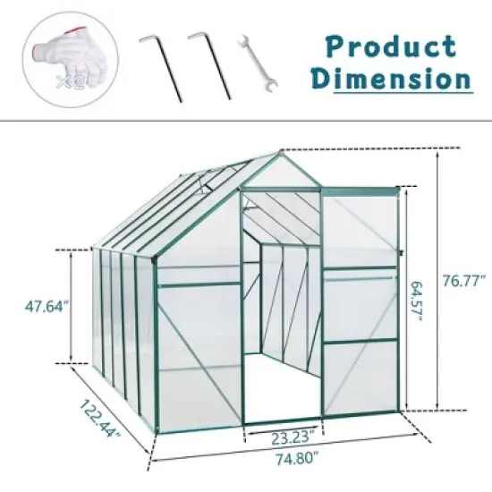 Greenhouses For Outdoors, Walk In Greenhouse With Adjustable Roof,  Drainage System & Galvanized Base, Rust-proof Greenhouse For Backyard image {4}