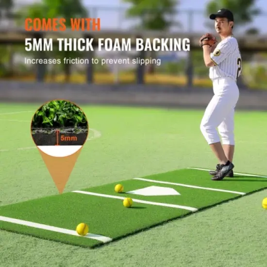 VEVOR Baseball Softball Hitting Batting Mat, 10' x 3.8' Indoor/Outdoor Softball Mat, Lined & Foam Backing Anti-Slip Anti-Fade Softball Training Aid image {3}