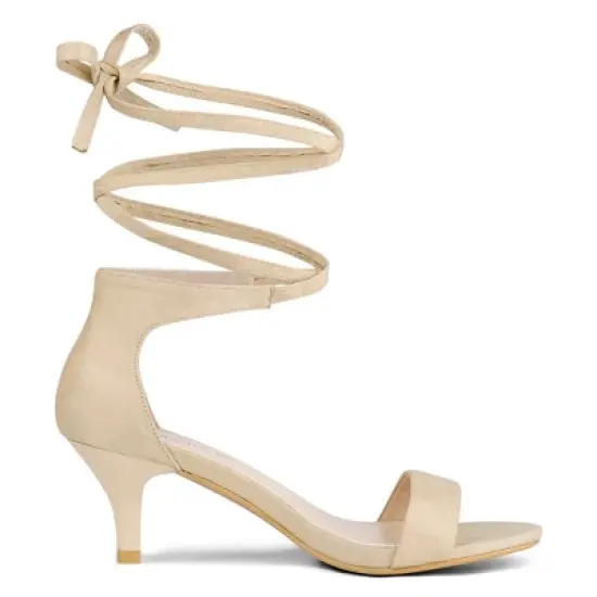 Allegra K Women's Kitten Heel Lace Up Sandals image {5}