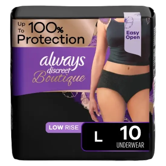  Always Discreet Boutique Low-Rise Adult Postpartum Incontinence Underwear for Women - Black - image {7}