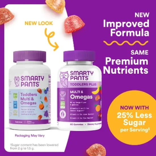 SmartyPants Toddler Plus Multivitamin & Omegas Gummies with Vitamins C, D3, B12 & Zinc - 60ct image {2}