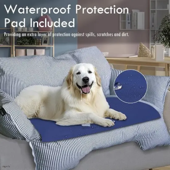 Hachikiko Elevated Dog Car Seat for Large Dogs &ndash; Booster with Safety Belt, Non-Slip Base & Storage Pockets, Includes Waterproof Mat (43.3x21.7x17.7in) image {6}