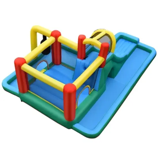 Inflatable Slide Water Park Climbing Bouncer Bounce House w/Tunnel & 735W Blower image {9}