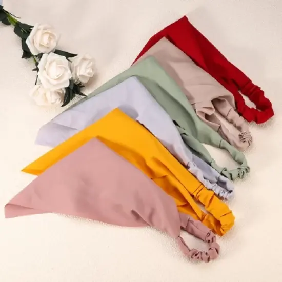 Unique Bargains Triangle Hair Scarf Bandanas 12.6"x7.87" Colorful 6 Pcs image {5}