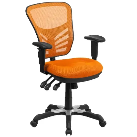 Emma and Oliver Mid-Back Mesh Triple Paddle Swivel Ergonomic Office Chair with Adjustable Arms image {17}