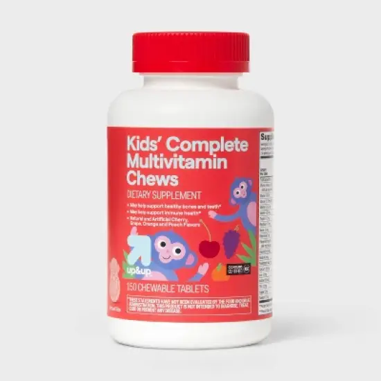 Kids' Complete Multivitamin Chewable Tablets - Orange, Grape & Cherry - 150ct - up&up&trade; image {4}