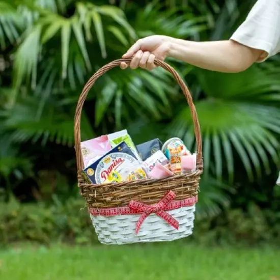 Wickerwise Set of 3 Rattan Woven Baskets with Handle and Plastic Lining, Sturdy and Stylish Picnic and Gift Baskets image {2}