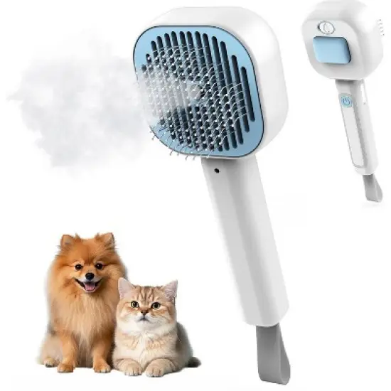 BABYYER Cat Steam Brush，3 In 1 combs for indoor cats，pet steam brush for shedding,Dog shedding for Long and Short Hair Dogs and Cats Pet Grooming image {9}