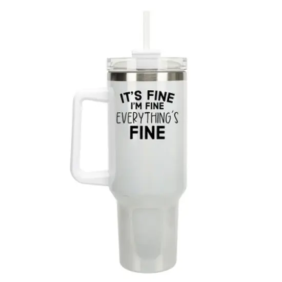 Elanze Designs It's Fine I'm Fine Everything's Fine 40 oz. Stainless Steel, Large Water Bottle Coffee Mug, Spill & Leak Resistant, Thermal Travel image {1}