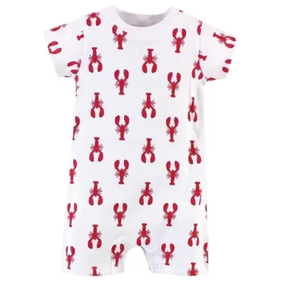 Touched by Nature Baby Boy Organic Cotton Rompers 3pk, Lobster image {1}