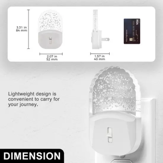 DORESshop Bubble LED Plug-in Night Light, Dimmable 3000K Soft White, Dusk to Dawn Sensor, 2-Pack for Bedroom and Hallway image {1}