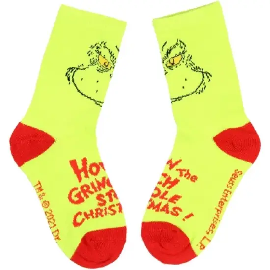 Dr. Seuss The Grinch Kids Socks 2 Pairs Athletic Crew Socks For Kids Multicoloured image {1}