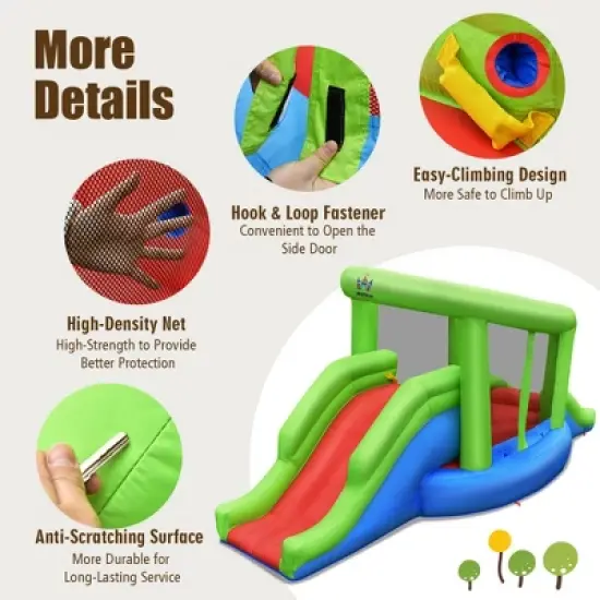 Costway Inflatable Snail Bounce House Dual Slide Basketball Game Without Blower image {6}