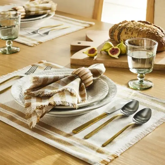 4pk Basket Tan Gingham Napkins - Threshold&trade; designed with Studio McGee: Cotton & Linen, Classic Check, Kitchen Textiles image {1}