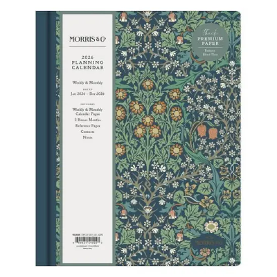 Morris & Co. by Blue Sky 8"x10" 2026&nbsp;Weekly/Monthly Bookbound Planner Hardcover Blackthorn Floral image {2}