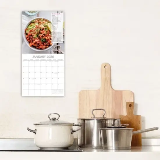 2026 Square Wall Calendar, Vegan Recipes, 16-Month Food Theme with 180 Reminder Stickers (12x12 In) image {1}