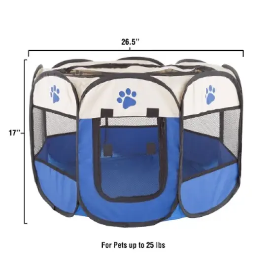 Pet Adobe Pop-Up Pet Playpen With Carrying Case &ndash; Portable Indoor/Outdoor Pet Enclosure - Blue image {4}