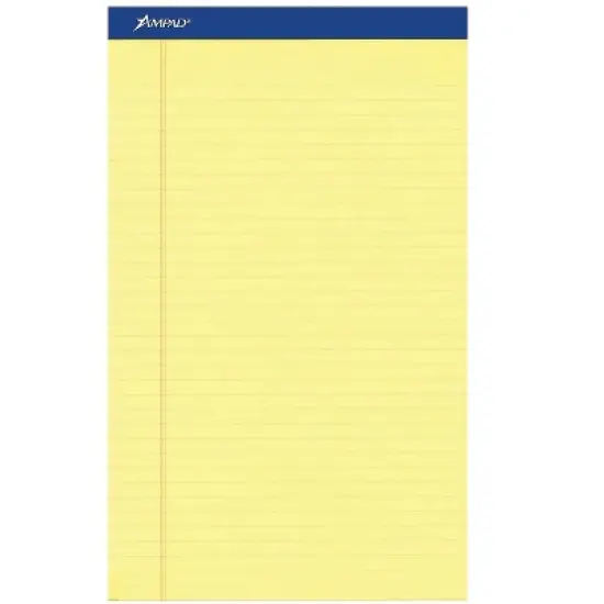 Ampad Perforated Writing Pad 8 1/2 x 14 Canary 50 Sheets Dozen 20230 image {1}