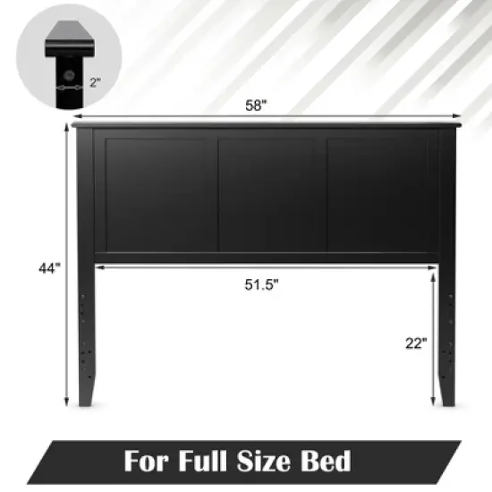 Costway Full Wood Headboard Flat Panel Pre-drilled Holes Height Adjustment image {3}