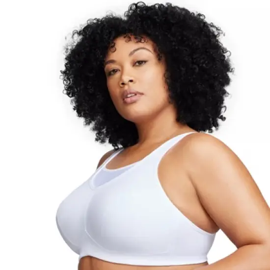 Glamorise Womens No-Bounce Camisole Sports Wirefree Bra 1066 White image {2}