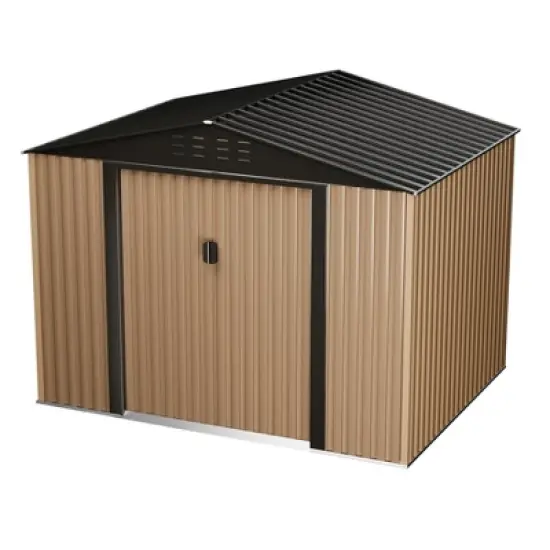 8x6 FT Outdoor Storage Shed, Large Metal Tool Shed with Sliding Door & Air Vent, Lockable Utility Tool Shed Storage House for Garden Patio Backyard image {2}