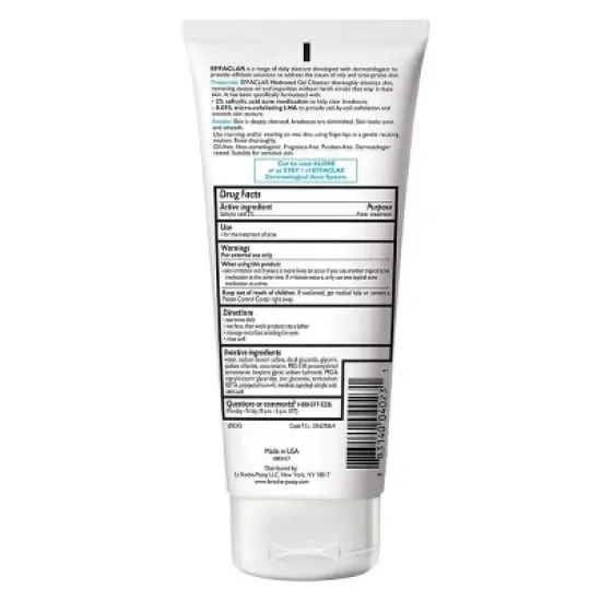 La Roche Posay Effaclar Acne Face Cleanser, Medicated Gel Face Cleanser with Salicylic Acid for Acne Prone Skin - Unscented - 6.76 fl oz image {2}