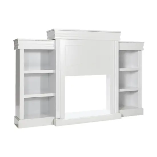 Costway 70'' Fireplace TV Stand Modern Media Entertainment Center Bookcase White\Black image {8}