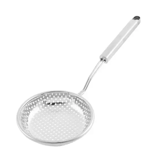 Unique Bargains Tableware Meshy Hole Design Spoon Strainer Ladle 5'' Dia Silver Tone 1 Pc image {4}