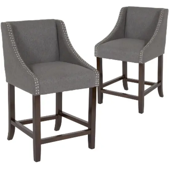 Merrick Lane 24 Inch Counter Height Stool with Nailhead Trim - Set of 2 image {14}