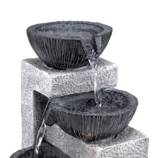 14" Cascading Bowl Tabletop Fountain with LED Lights Gray - Alpine Corporation image {5}
