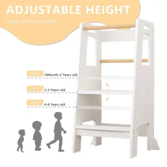 Dronkon MDF Toddler Tower, Toddler Kitchen Helper Step Stool image {3}
