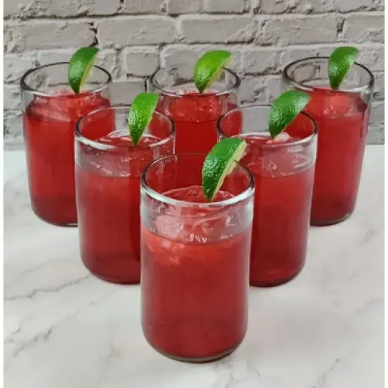 Dos Sue&ntilde;os Mexican Hand Blown  Drinking Glasses - Natural - 14oz - Set of 6 image {5}