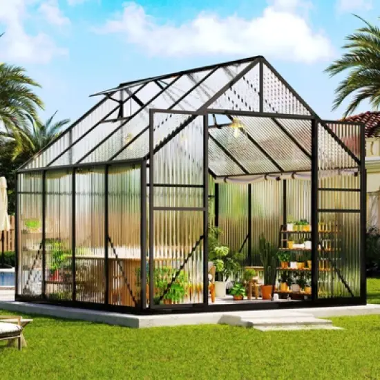 AMERLIFE Polycarbonate Greenhouse for Outdoors, Walk-in Design with Aluminum Frame image {8}