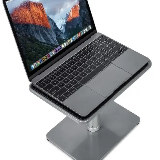 Mount-It! Adjustable Height Laptop Stand for MacBook Pro | Wide Platform Laptop & Monitor Desk Riser | For 11-15 in. Laptops | 24-32 in. Monitor Riser image {2}