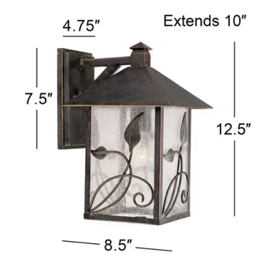 Franklin Iron Works French Garden Rustic Farmhouse Outdoor Wall Light Fixtures Set of 2 Bronze Metal 12 1/2" Clear Seedy Glass for Post Exterior image {3}