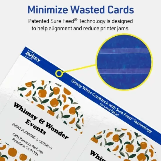 Avery Printable Arched Flat Cards, Sure Feed Technology, 4-3/4" x 3-1/2", Glossy White Cardstock, Print-to-The-Edge, Laser/Inkjet Printable, 40 Total image {6}