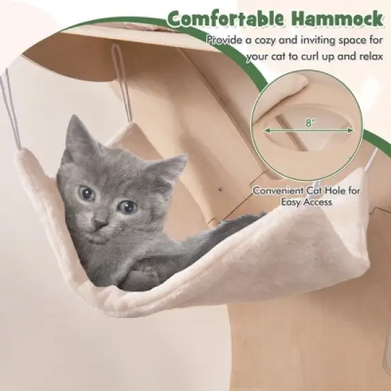 Tangkula Wall-Mounted Cat Tower w/ Hammock 4 Platforms Sisal Scratching Mat for Indoor image {6}