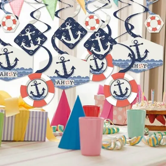 Big Dot of Happiness Ahoy - Nautical - Baby Shower or Birthday Party Hanging Decor - Party Decoration Swirls - Set of 40 image {1}