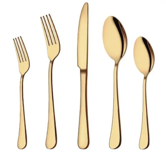 Itopfox 20-Piece Gold Flatware Set, Stainless Steel Cutlery Kitchen Utensil Set, Tableware Service for 4, Includes Dinner Knives, Forks, Spoons image {7}