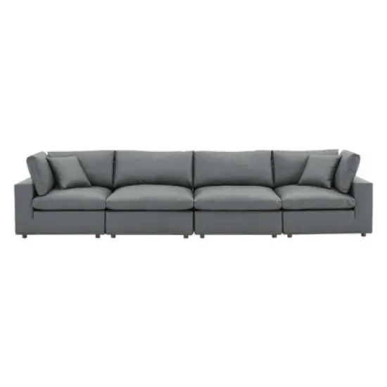 Commix Down Filled Overstuffed Vegan Leather 4 Seater Sofa - Modway image {10}