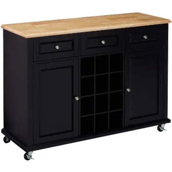Kings Brand Furniture Wine Rack Sideboard Buffet Server Console Table With Storage, Black image {5}